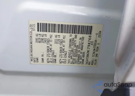 2021 Nissan Rogue Sv Intelligent Awd z USA, uszkodzony, nr VIN 5N1AT3BB2MC794768